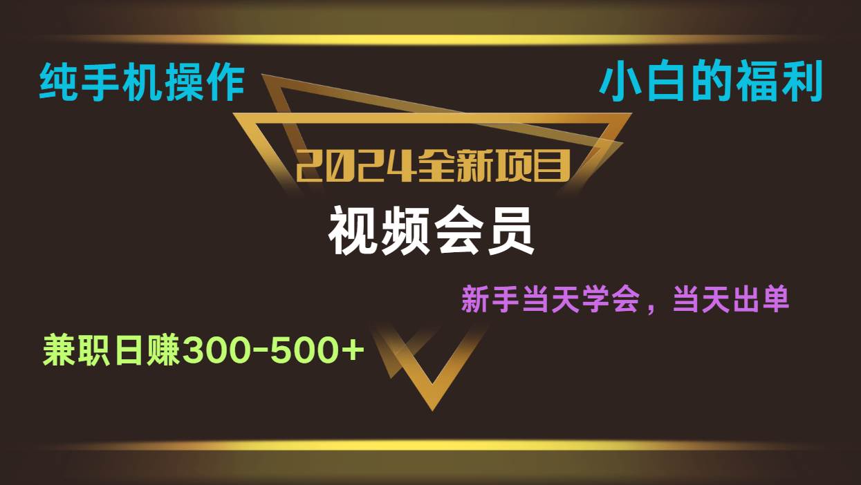影视会员兼职日入500-800，纯手机操作当天上手当天出单 小白福利-赛德副业库