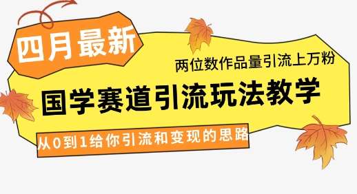 4月最新，国学赛道引流玩法教学，两位数作品量引流上万粉，从0到1给你引流和变现的思路-赛德副业库
