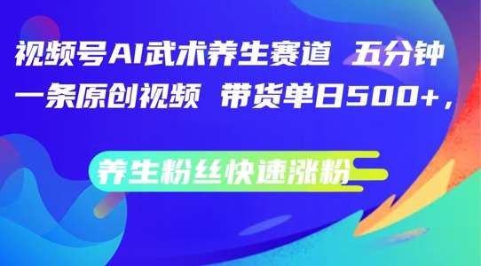 视频号AI武术养生赛道，五分钟一条原创视频，带货单日几张，养生粉丝快速涨粉【揭秘】-赛德副业库