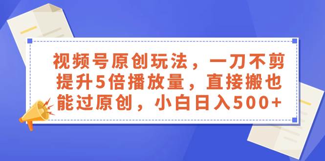 （8286期）视频号原创玩法，一刀不剪提升5倍播放量，直接搬也能过原创，小白日入500+-赛德副业库