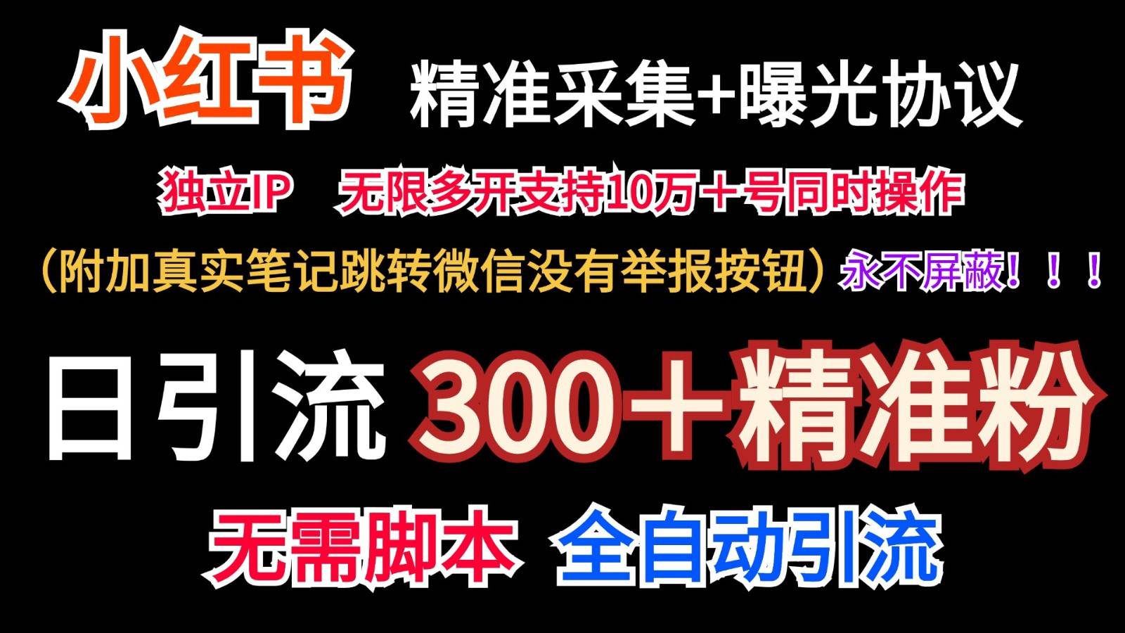 小红薯精准采集＋无限曝光＋真实笔记跳转微信，永不屏蔽（日引300＋精准粉）-赛德副业库