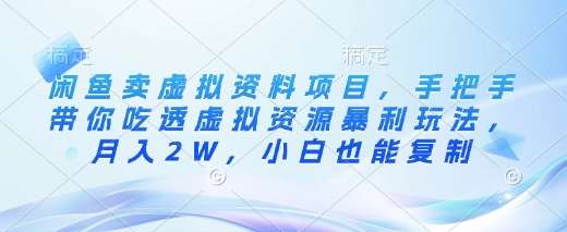 闲鱼卖虚拟资料项目，手把手带你吃透虚拟资源暴利玩法，月入2W，小白也能复制-赛德副业库