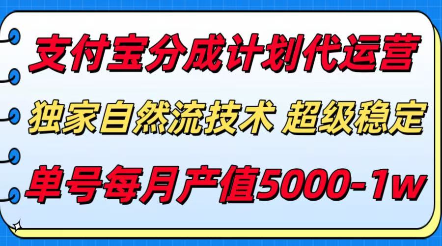 支付宝分成计划代运营,独家自然流技术,收益稳定,单号月产5000+-赛德副业库