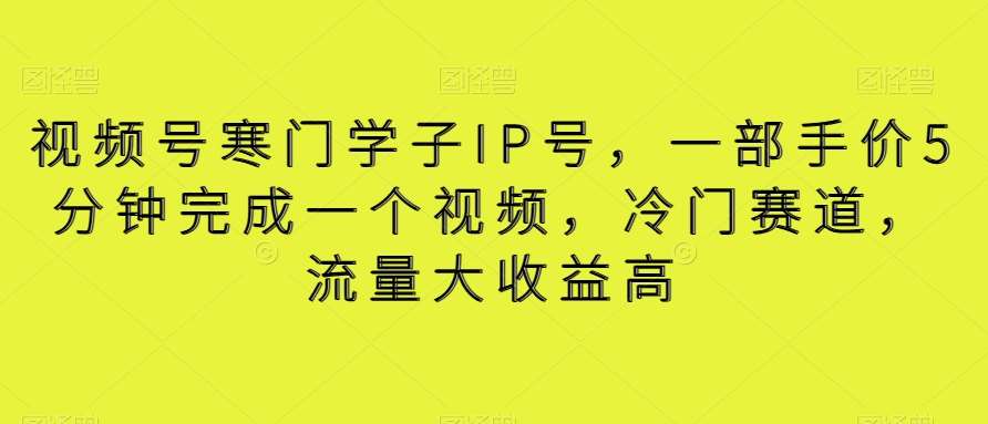 视频号寒门学子IP号，一部手价5分钟完成一个视频，冷门赛道，流量大收益高【揭秘】-赛德副业库