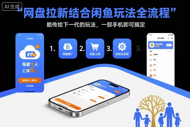 网盘拉新结合闲鱼玩法全流程，能传给下一代的玩法，一部手机即可搞定（附入口渠道以及实操教程）-赛德副业库