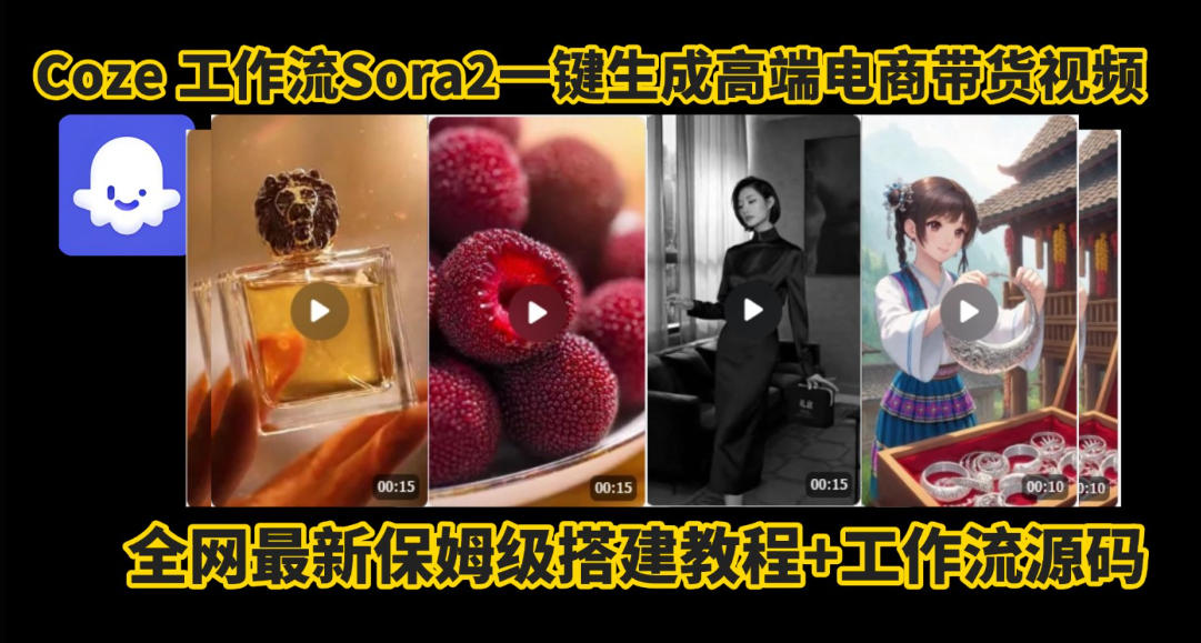 coze智能体sora2一键生成电商带货高端视频工作流保姆级拆解教程，无需剪辑，无需拍摄-赛德副业库