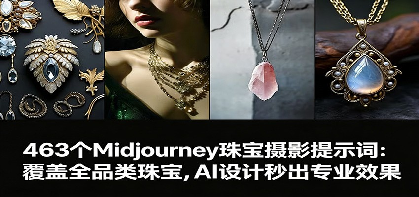 463个Midjourney珠宝摄影提示词:覆盖全品类珠宝,AI设计秒出专业效果-赛德副业库