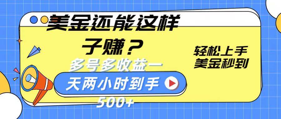 美金还能这样子赚？轻松上手，美金秒到账 多号多收益，一天 两小时，到手500+-赛德副业库
