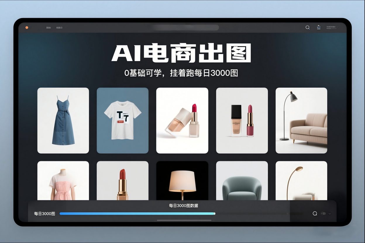 AI电商出图,0基础可学,挂着跑每日3000图-赛德副业库