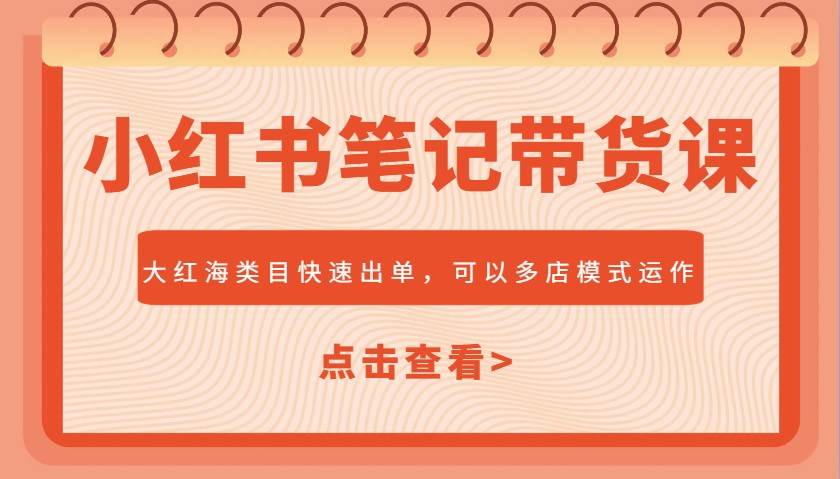 小红书笔记带货课，大红海类目快速出单，市场大，可以多店模式运作-赛德副业库