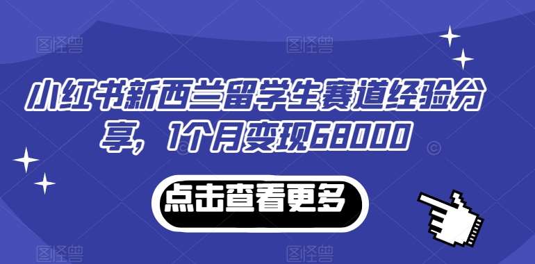 小红书新西兰留学生赛道经验分享，1个月变现68000【揭秘】-赛德副业库
