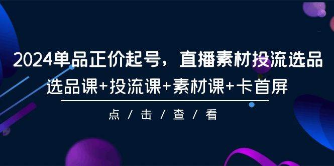 （9718期）2024单品正价起号，直播素材投流选品，选品课+投流课+素材课+卡首屏-101节-赛德副业库
