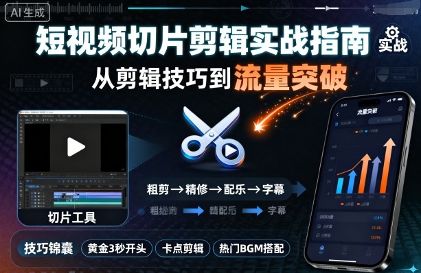 短视频切片剪辑实战指南，从剪辑技巧到流量突破-赛德副业库