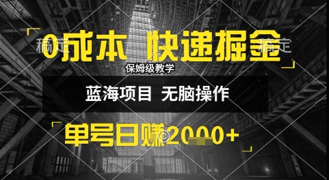 0成本快递掘金玩法,日入1k+,小白30分钟上手,收益嘎嘎猛【揭秘】-赛德副业库