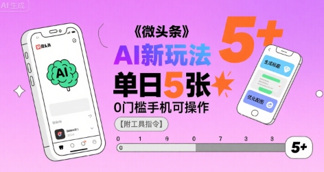 微头条AI新玩法,小白单日5张+,0门槛手机可操作【附工具指令】-赛德副业库