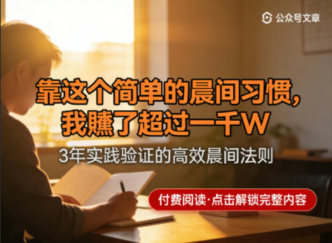 某公众号付费文章：靠这个简单的晨间习惯，我賺了超过一千W-赛德副业库