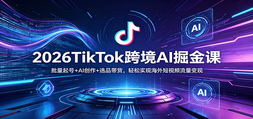2026TikTok跨境AI掘金课:批量起号+AI创作+选品带货,轻松实现海外短视频流量变现-赛德副业库