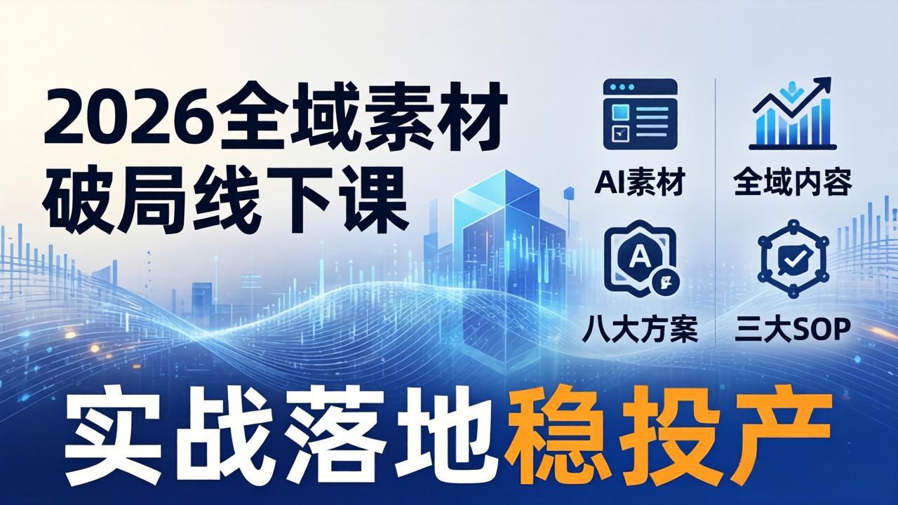 （17942期）2026全域素材破局线下课：AI素材+全域内容+八大方案+三大SOP，实战落地稳投产-赛德副业库