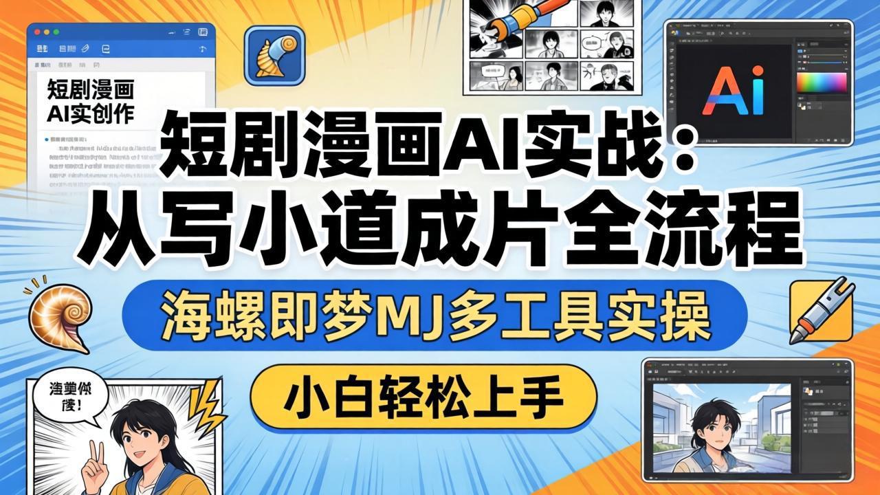 (17945期)短剧漫画AI实战:从写小说到成片全流程,海螺即梦MJ多工具实操,小白轻松上手-赛德副业库