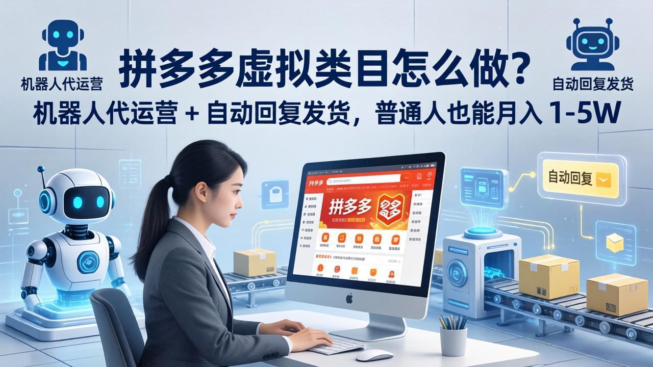 (18111期)拼多多虚拟类目怎么做?机器人代运营 + 自动回复发货,普通人也能月入 1-5W-赛德副业库