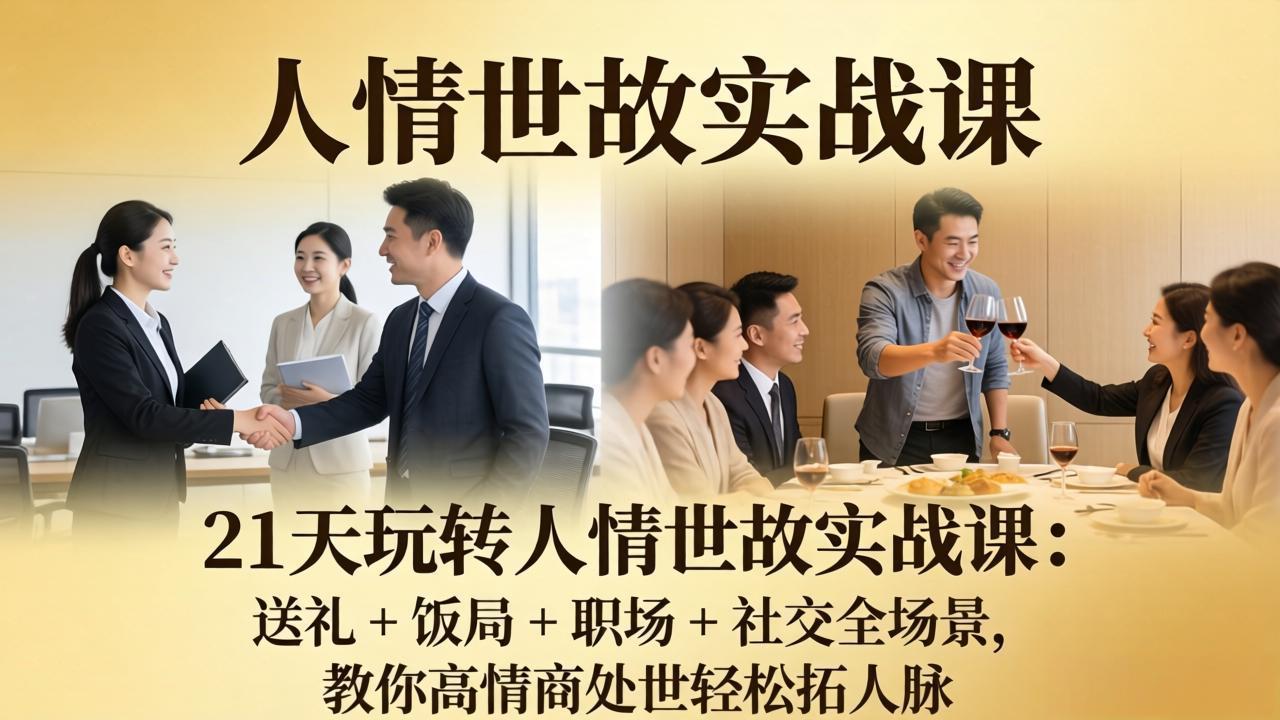 （17968期）21 天玩转人情世故实战课：送礼 + 饭局 + 职场 + 社交全场景，教你高情商处世轻松拓人脉-赛德副业库