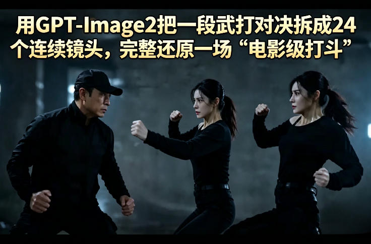 用GPT-Image2把一段武打对决拆成24个连续镜头,完整还原一场“电影级打斗”-赛德副业库