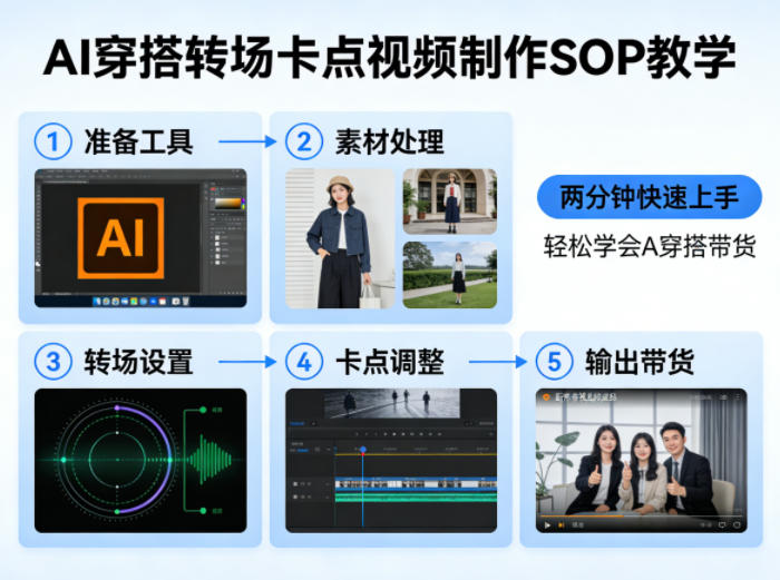 AI穿搭转场卡点视频制作SOP教学,两分钟快速上手,轻松学会AI穿搭带货-赛德副业库