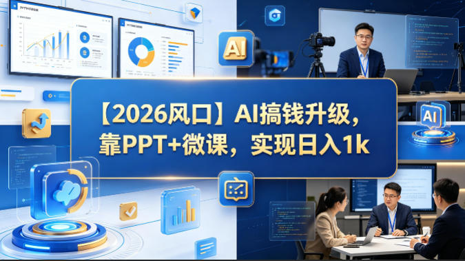 【2026风口】AI搞钱升级,靠PPT+微课,实现日入1k-赛德副业库