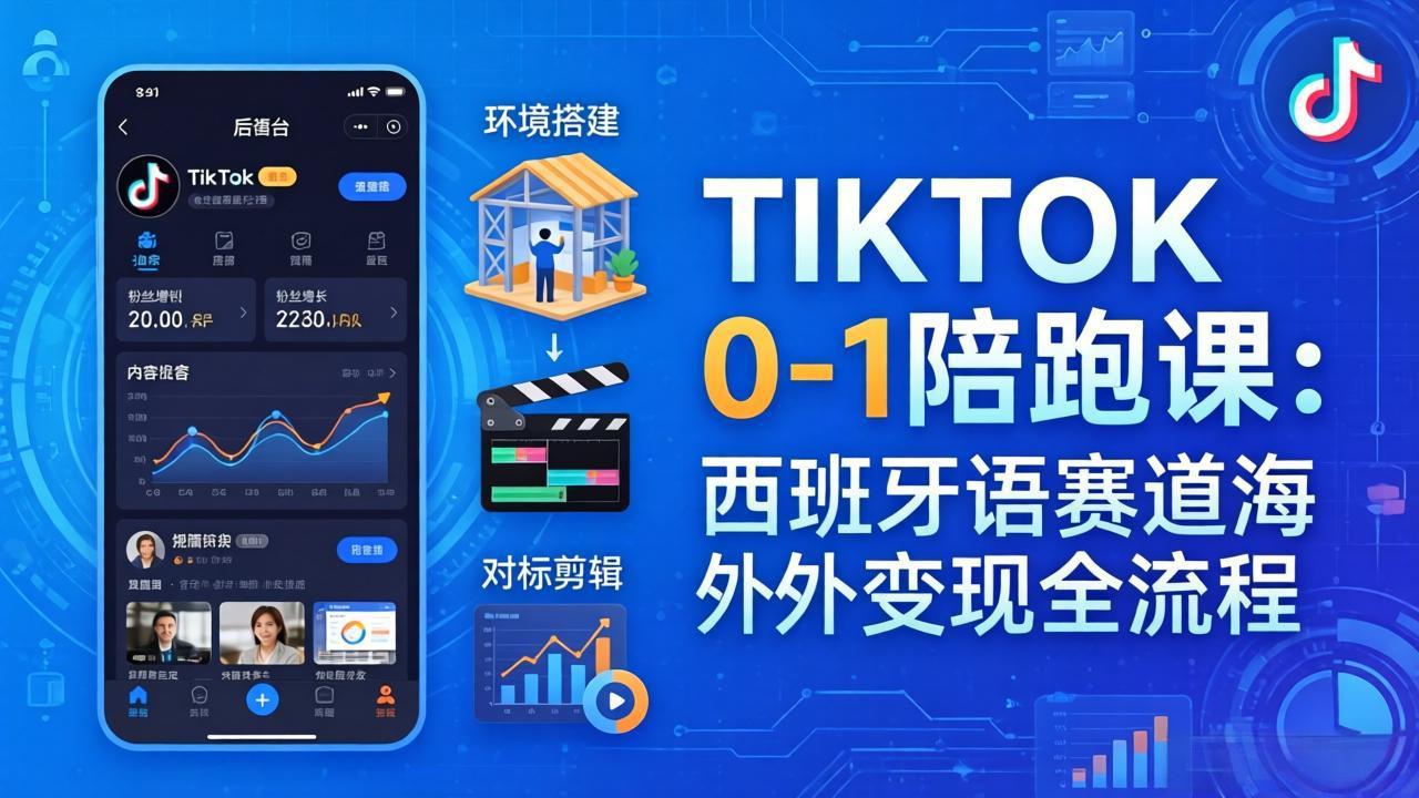 （17908期）TIKTOK 0-1 陪跑课：从环境搭建到刷对标剪辑，西班牙语赛道海外变现全流程-赛德副业库