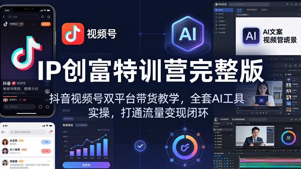 （18114期） IP创富特训营完整版：抖音视频号双平台带货教学，全套AI工具实操，打通流量变现闭环-赛德副业库