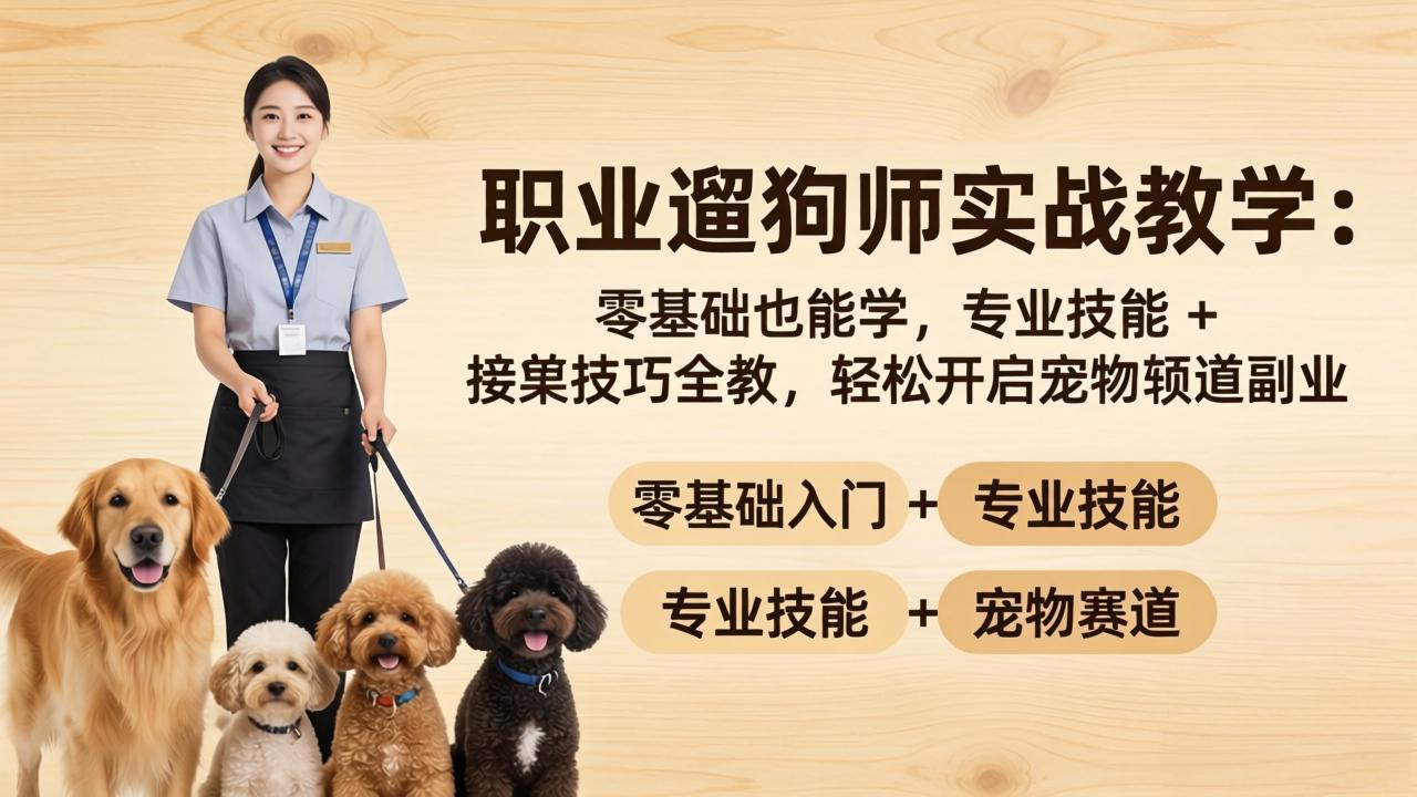 (18115期)职业遛狗师实战教学:零基础也能学,专业技能 + 接单技巧全教,轻松开启宠物赛道副业-赛德副业库