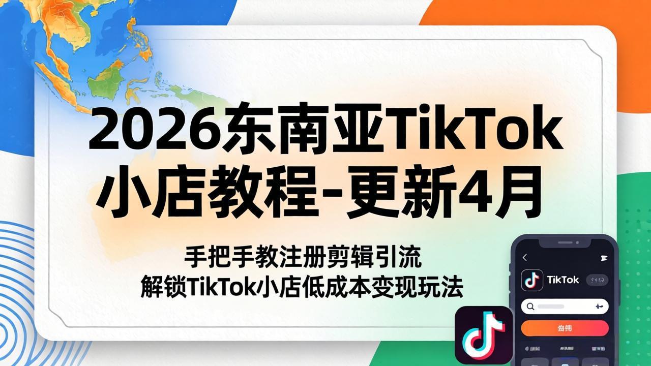 （18180期）2026东南亚TikTok小店教程-更新4月，手把手教注册剪辑引流，解锁TikTok小店低成本变现玩法-赛德副业库