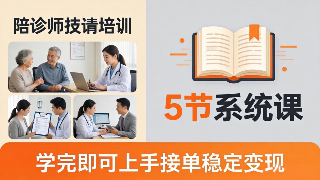 (18116期)想做陪诊师不知从何下手?5节系统课教你掌握核心技能,学完即可上手接单稳定变现-赛德副业库