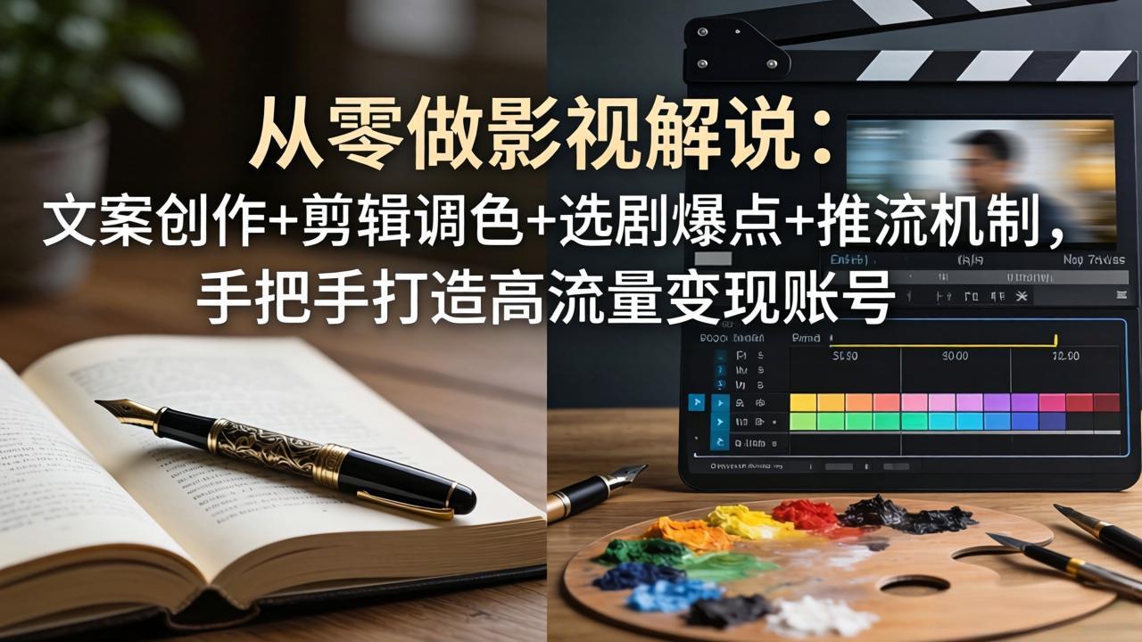 （17972期）从零做影视解说：文案创作+剪辑调色+选剧爆点+推流机制，手把手打造高流量变现账号-赛德副业库