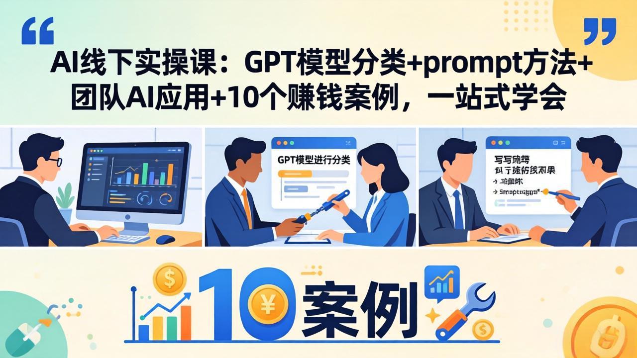 （18017期）AI线下实操课：GPT模型分类+prompt方法+团队AI应用+10个赚钱案例，一站式学会-赛德副业库