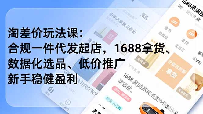 （17974期）淘差价玩法课：合规一件代发起店，1688拿货、数据化选品、低价推广，新手稳健盈利(更新4月)-赛德副业库
