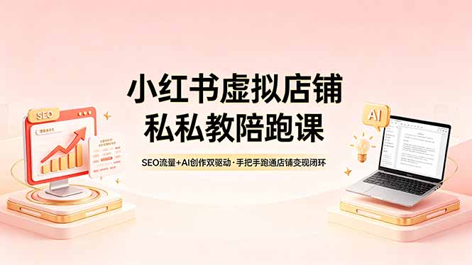 （18248期）小红书虚拟店铺私教陪跑课，SEO流量+AI创作双驱动，手把手跑通店铺变现闭环-赛德副业库