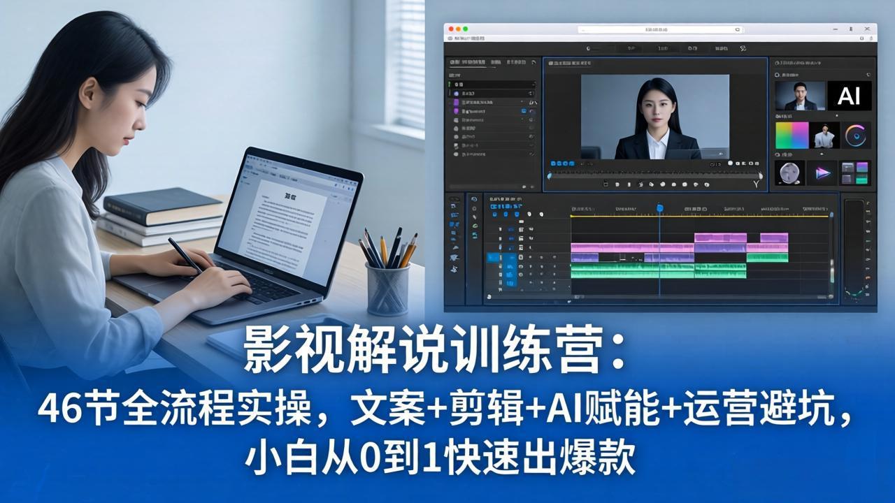 （18053期）影视解说特训营：46节全流程实操，文案+剪辑+AI赋能+运营避坑，小白从0到1快速出爆款-赛德副业库