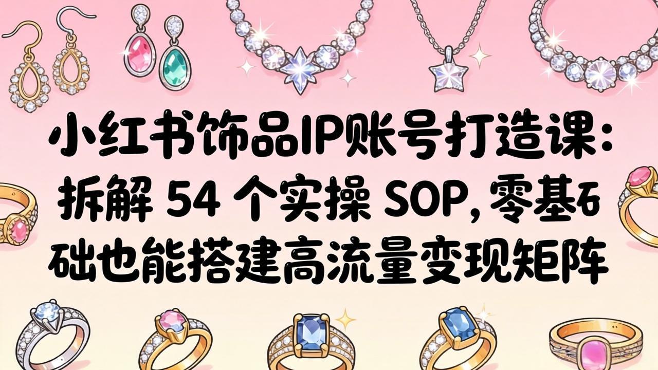 （18101期）小红书饰品IP账号打造课：拆解 54 个实操 SOP，零基础也能搭建高流量变现矩阵-赛德副业库