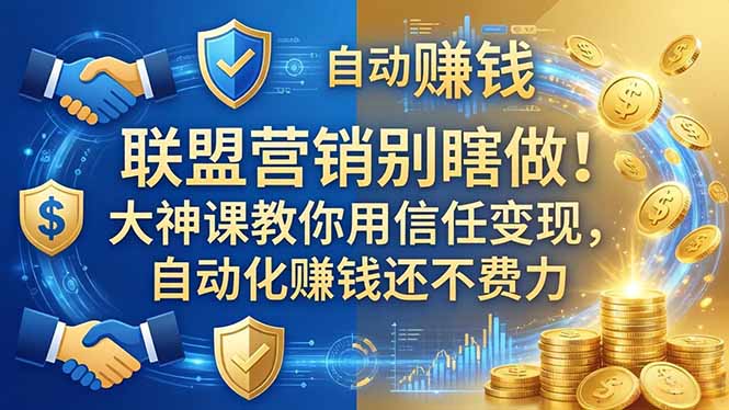 (18242期)联盟营销别瞎做!大神课教你用信任变现,自动化赚钱还不费力【原创双语字幕】-赛德副业库