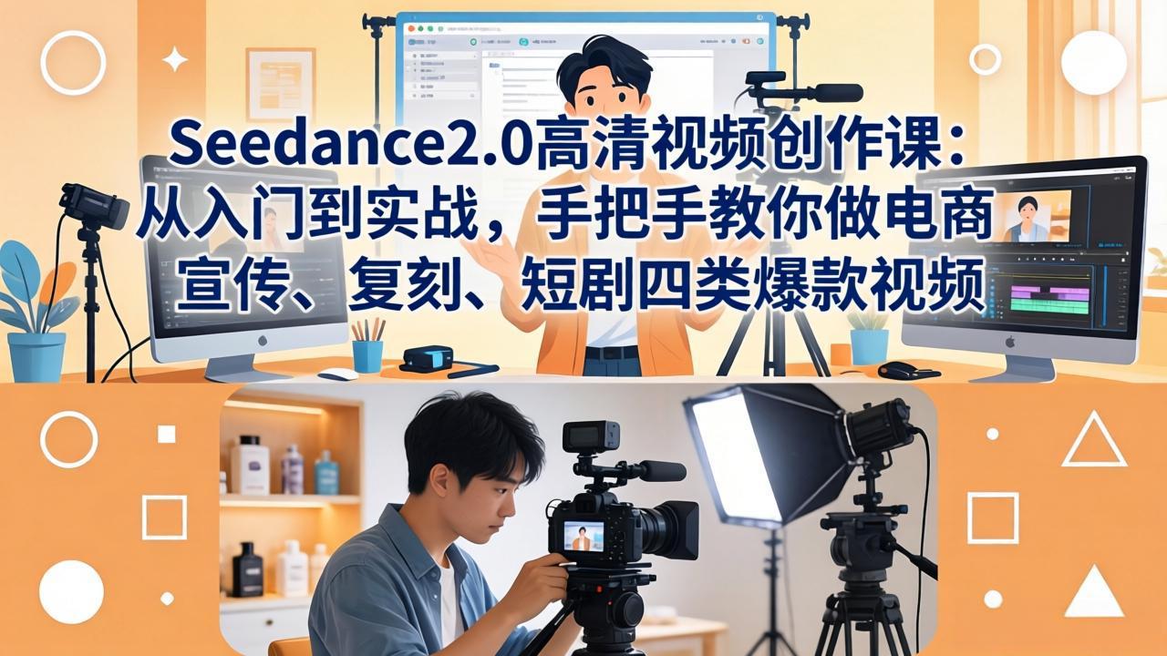 （18019期）Seedance2.0高清视频创作课：从入门到实战，手把手教你做电商、宣传、复刻、短剧四类爆款视频-赛德副业库