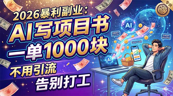 (18087期)2026暴利副业:AI 写项目书,一单 1000 块,不用引流,告别打工-赛德副业库