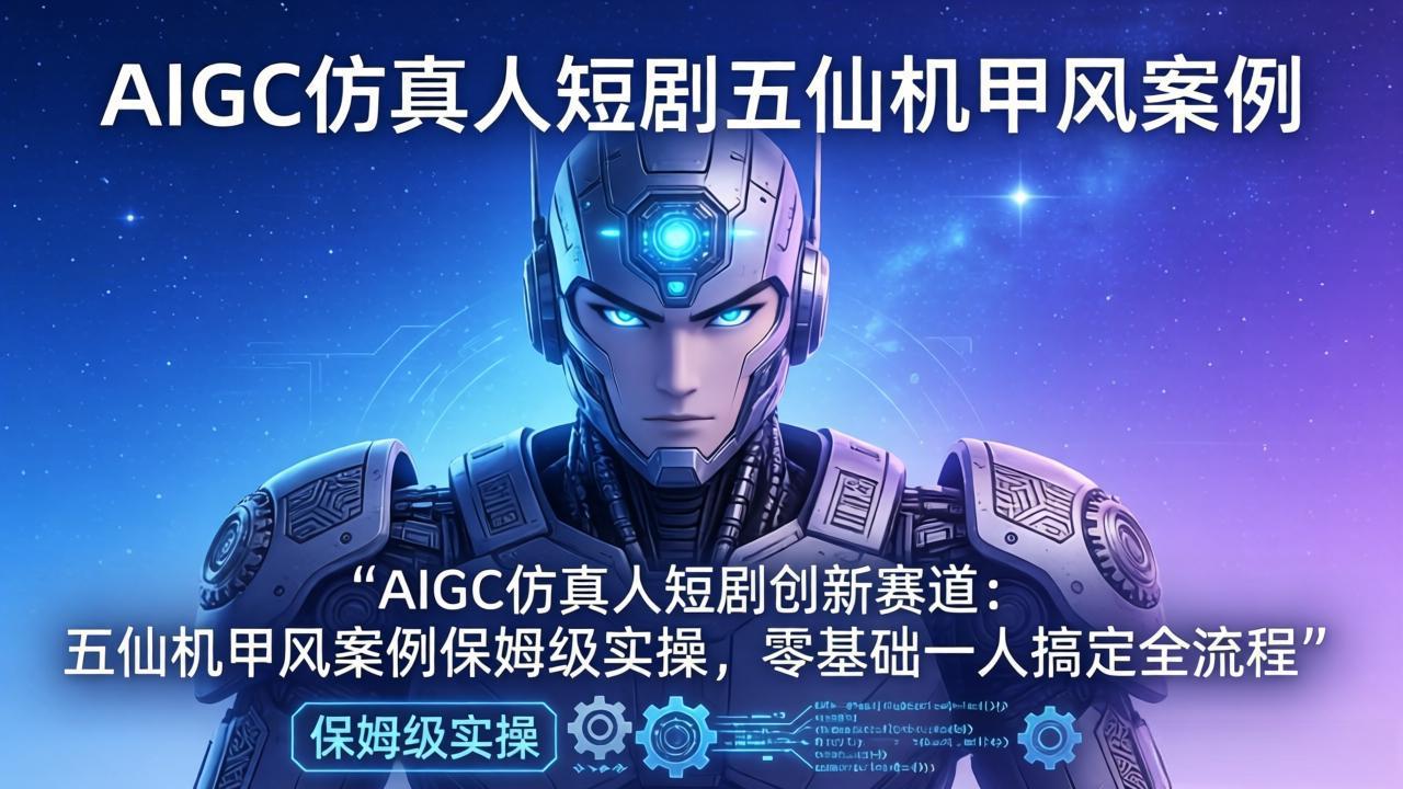 (17961期)AIGC仿真人短剧创新赛道:五仙机甲风案例保姆级实操,零基础一人搞定全流程-赛德副业库