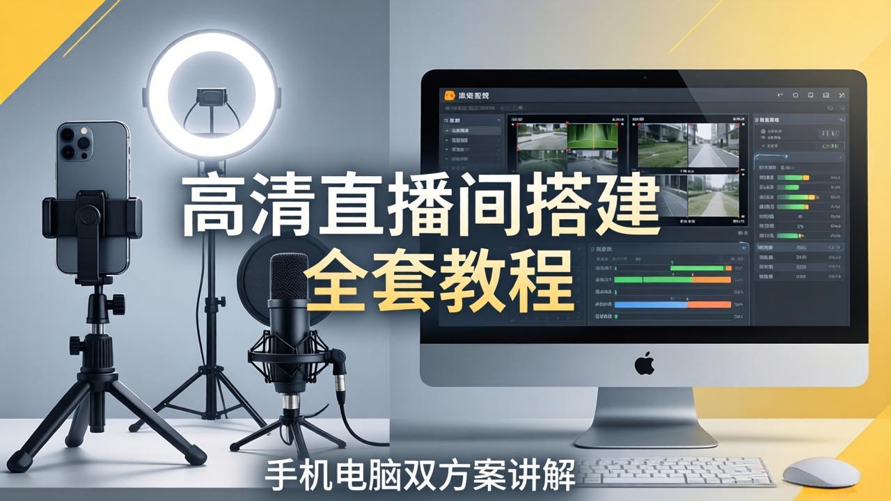 (18104期)高清直播间搭建全套教程,手机电脑双方案讲解,设备选型调试多机位实操教学-赛德副业库