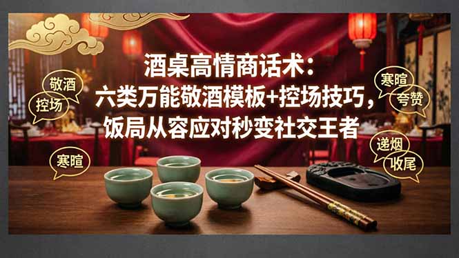 （18020期）付费文章：酒桌高情商话术：六类万能敬酒模板+控场技巧，饭局从容应对秒变社交王者-赛德副业库
