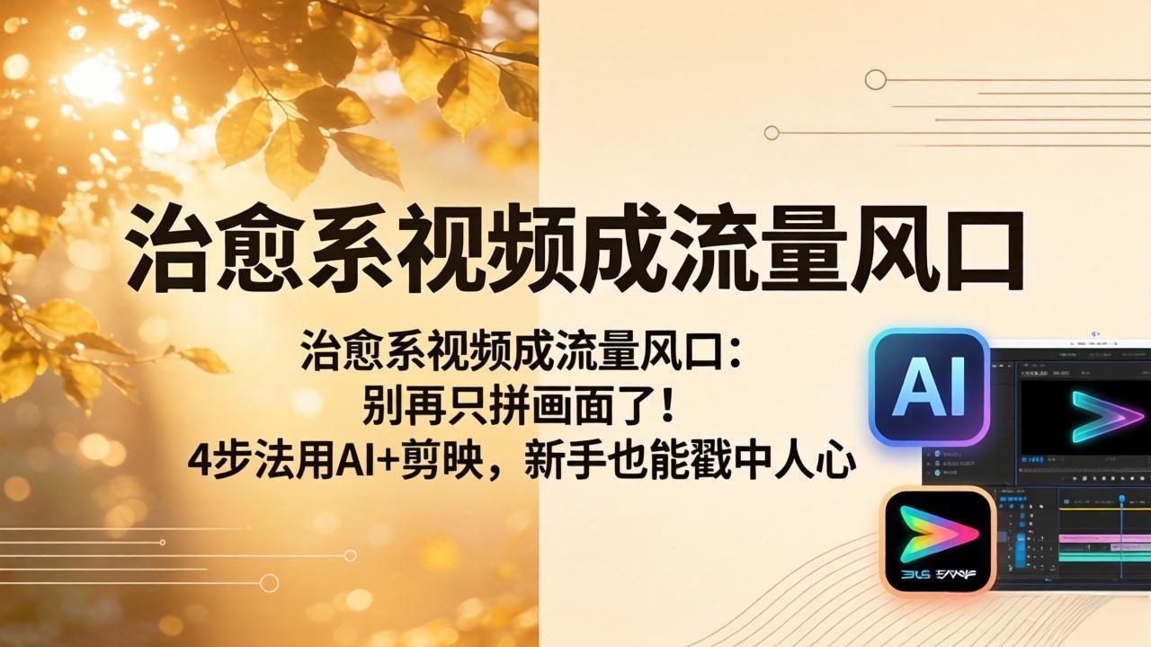 (18219期)治愈系视频成流量风口:别再只拼画面了!4步法用AI+剪映,新手也能戳中人心-赛德副业库