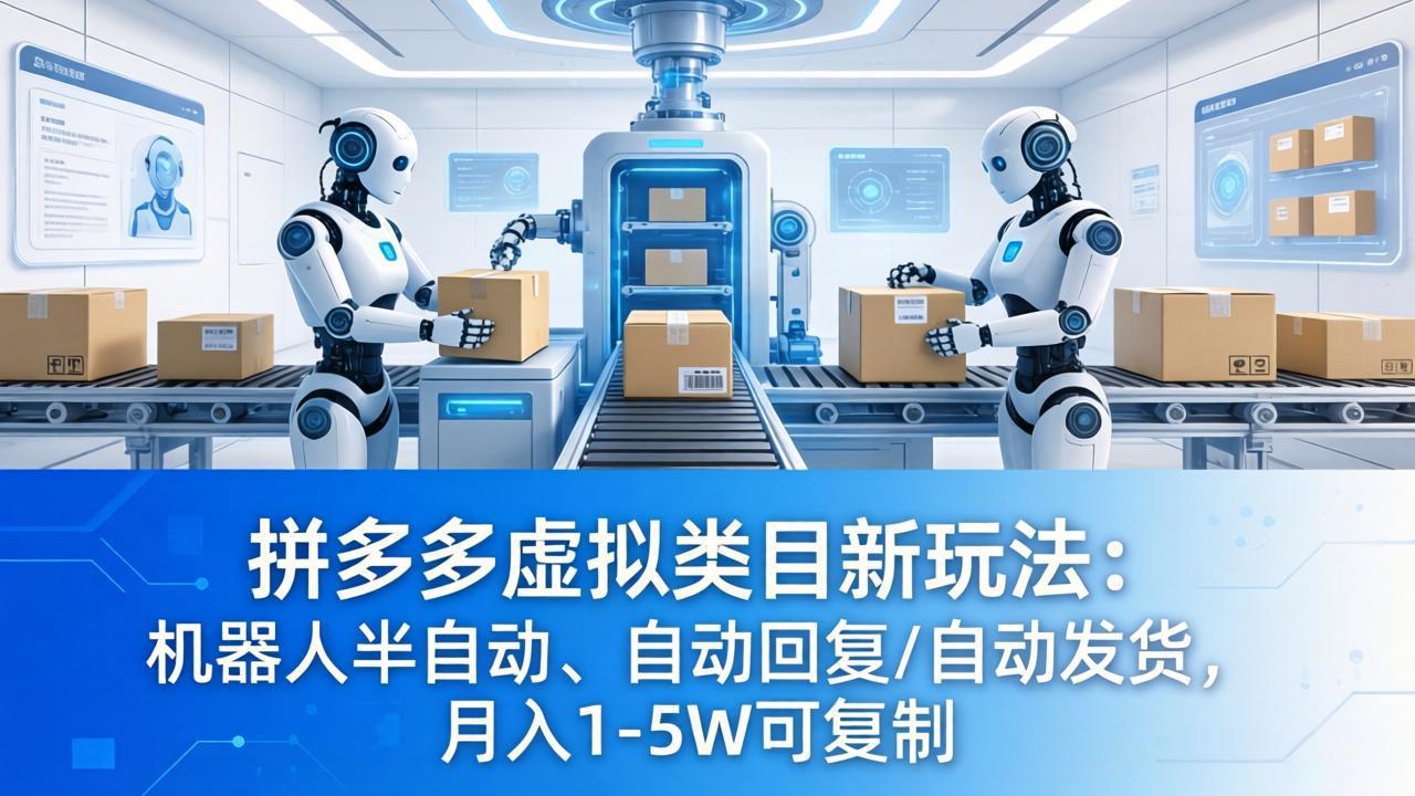 （18038期）拼多多虚拟类目新玩法：机器人半自动、自动回复 /自动发货，月入 1-5W 可复制-赛德副业库
