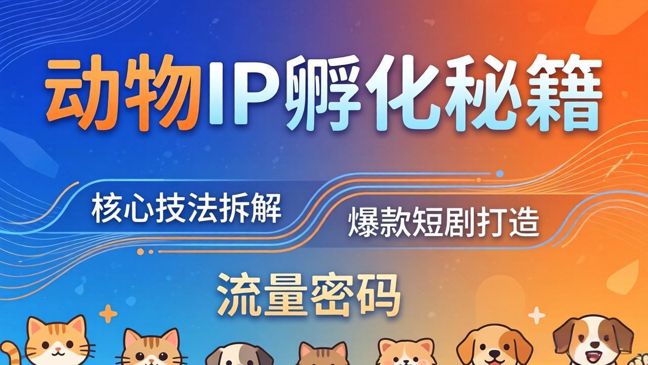 (18207期)动物IP孵化全套秘籍,三大核心技法拆解,打造爆款萌宠短剧,轻松拿捏赛道流量密码-赛德副业库