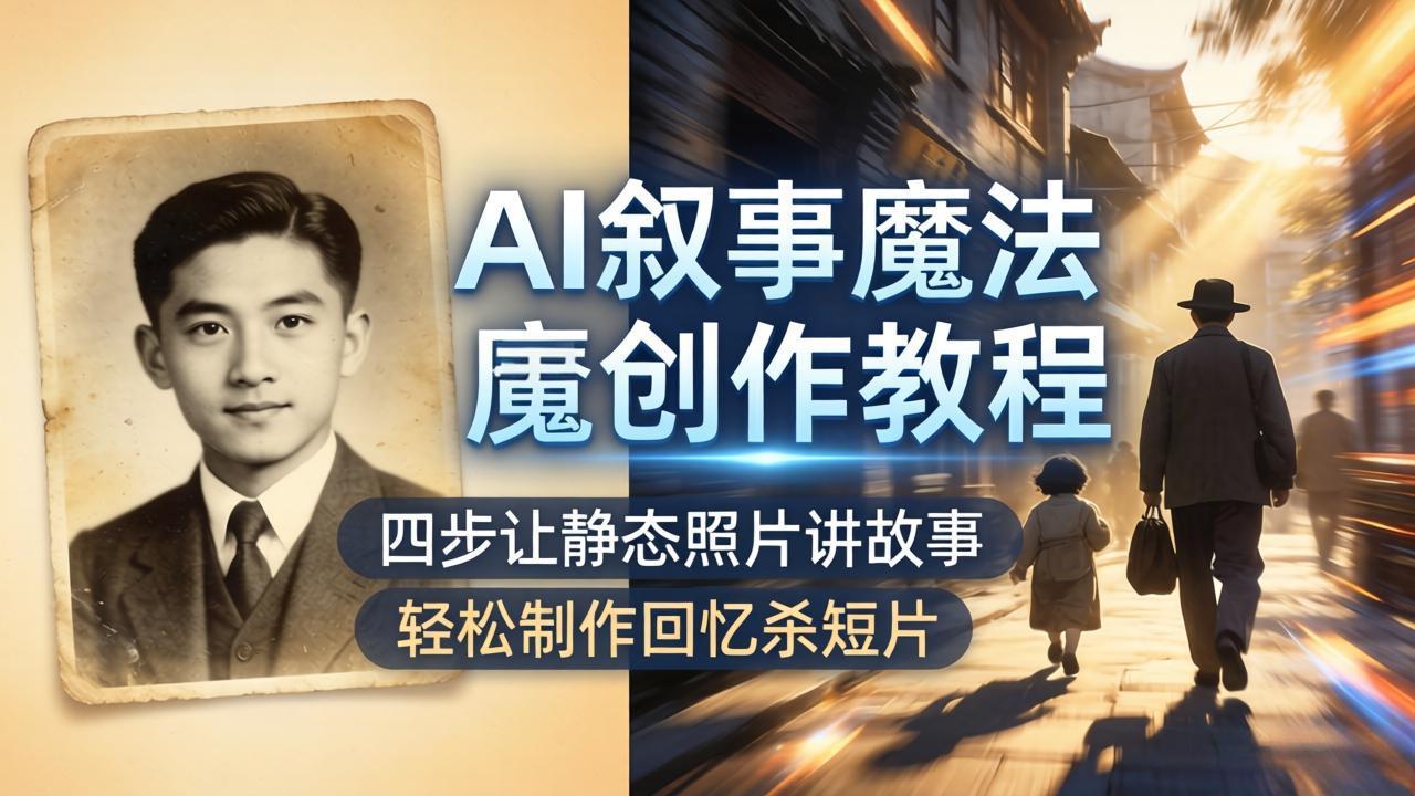 (18208期)AI叙事魔法创作教程,四步让静态照片讲故事,老照片修复加动态特效,轻松制作回忆杀短片-赛德副业库