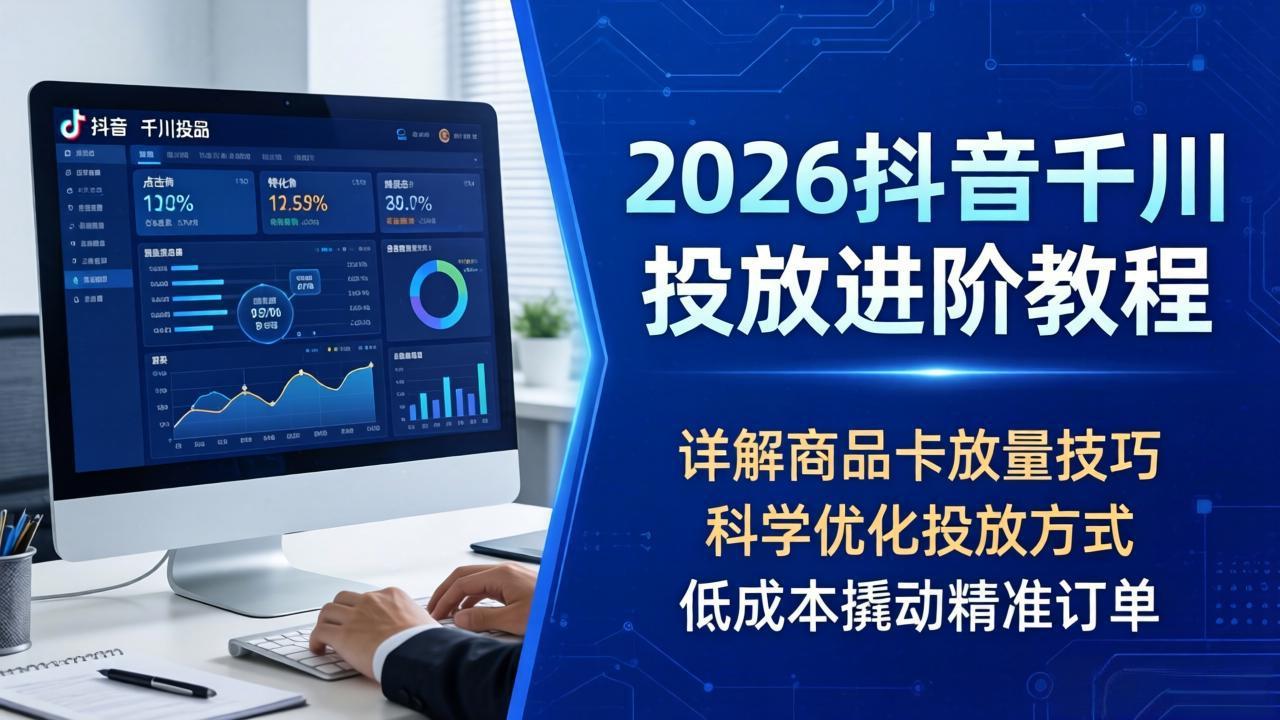 (18184期)2026抖音千川投放进阶教程,详解商品卡放量技巧,科学优化投放方式,低成本撬动精准订单-赛德副业库
